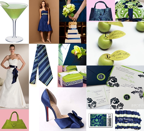 apple green and blue wedding motif